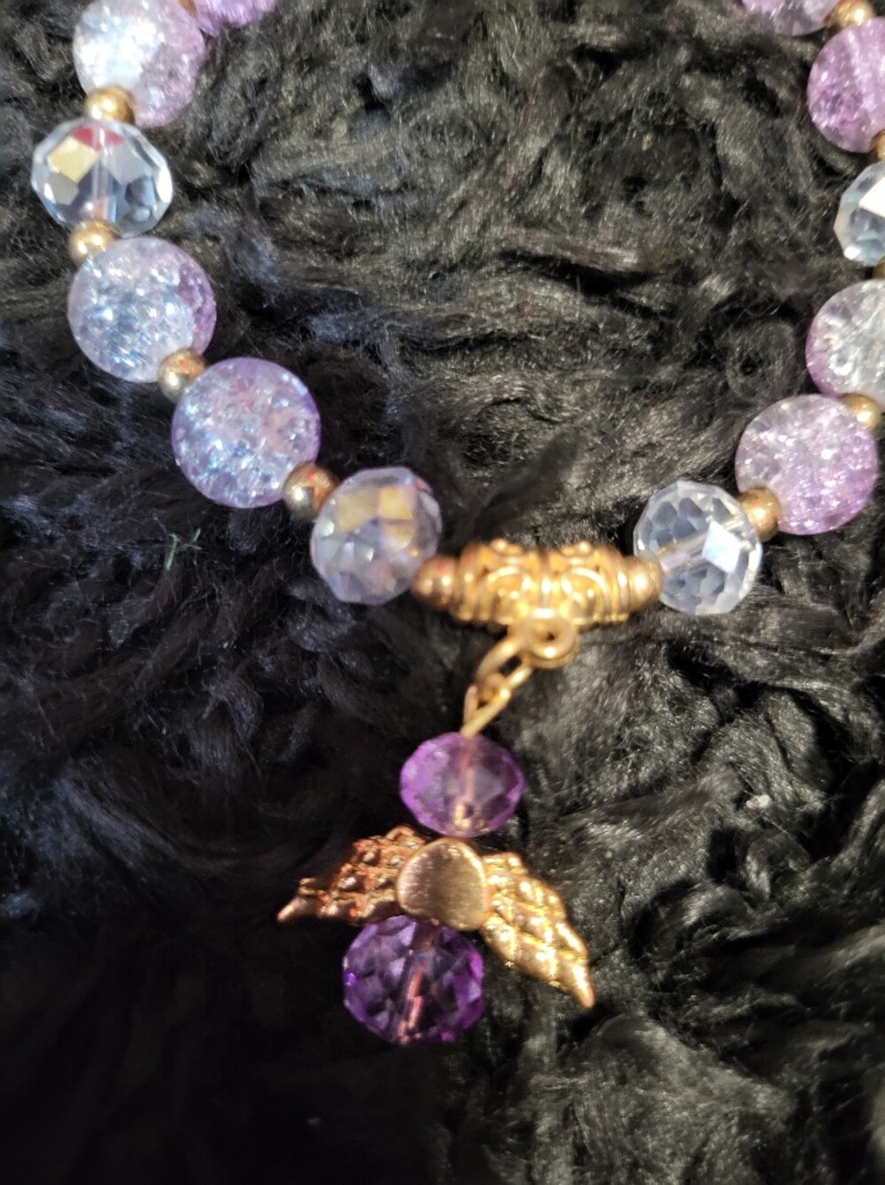 Lavender Crystal Angel Charm Bracelet - Women's Jewelry - Picture 2 of 3